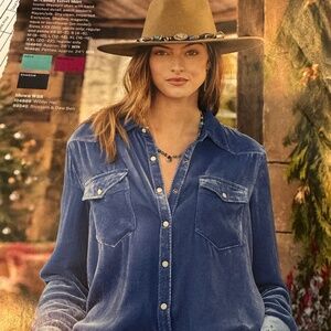 ISO - SUNDANCE CASSITY VELVET SHIRT - BLUE or Aqua - MEDIUM
